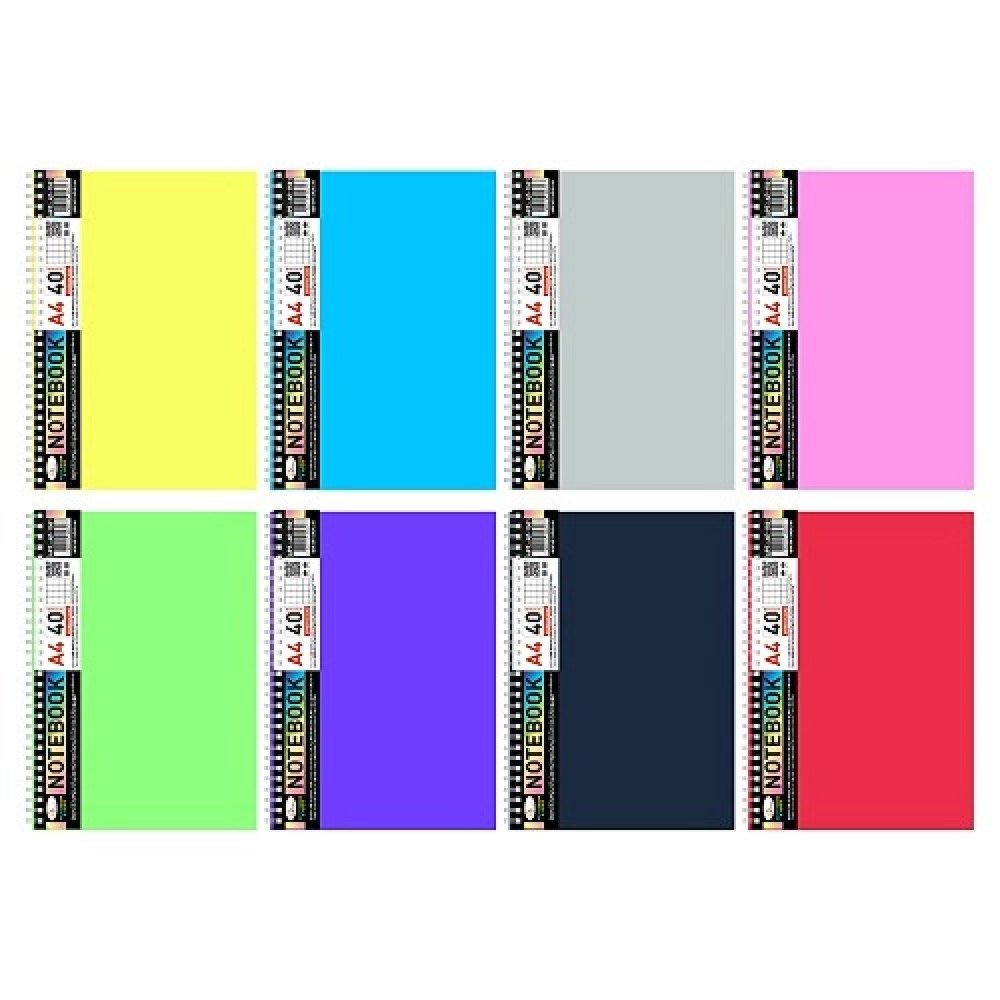 Blocnotes/Caiet A4, 40 foi, carouri-patratele, spirala laterala, coperta plastic