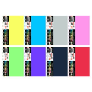 Blocnotes/Caiet A5, 60 foi, cu 1 separator, carouri-patratele, spirala laterala, coperta plastic