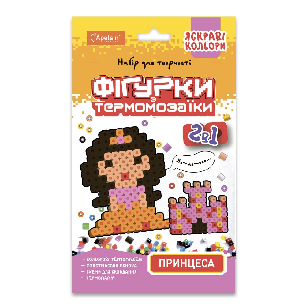 Set pentru creativitate „Figurine din mozaic termic 2 în 1”, culori stralucitoare – "Prințesă"