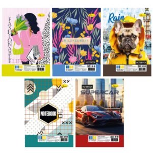 Blocnotes/Caiet Lucios A5, 80 foi, linie, spirala laterala, coperta carton (6 MIX)