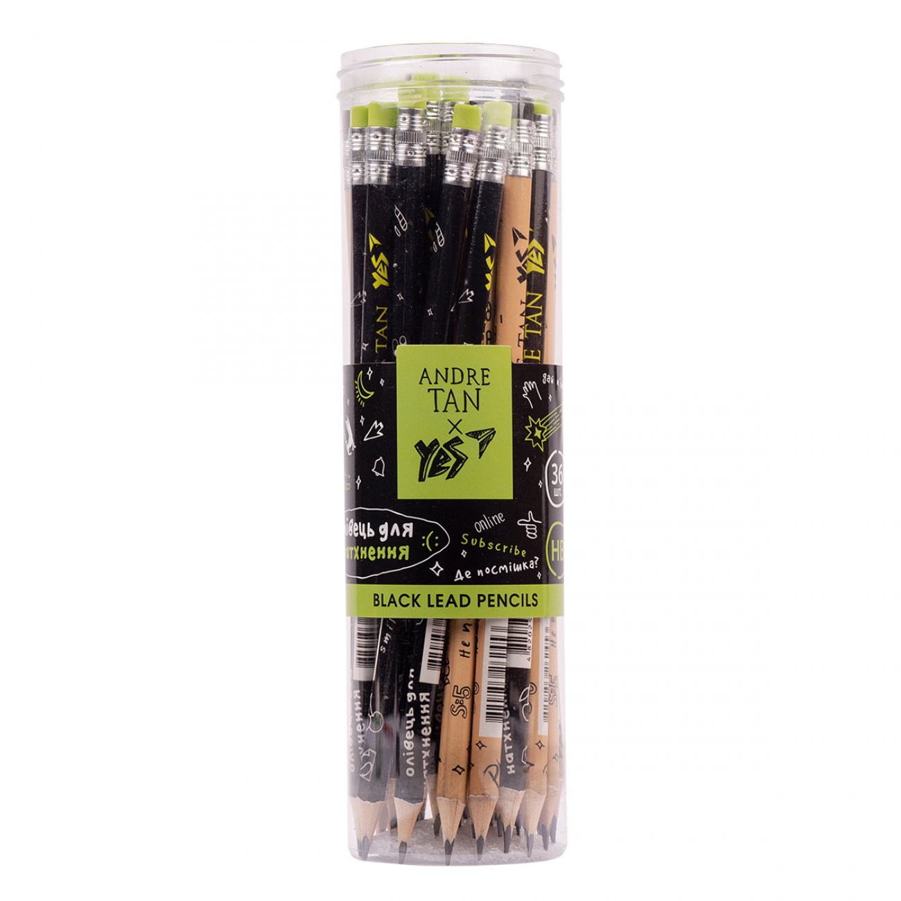 Creion triunghiulare HB YES de ANDRETAN, 36 buc/tub, cu radiera - imagine 2