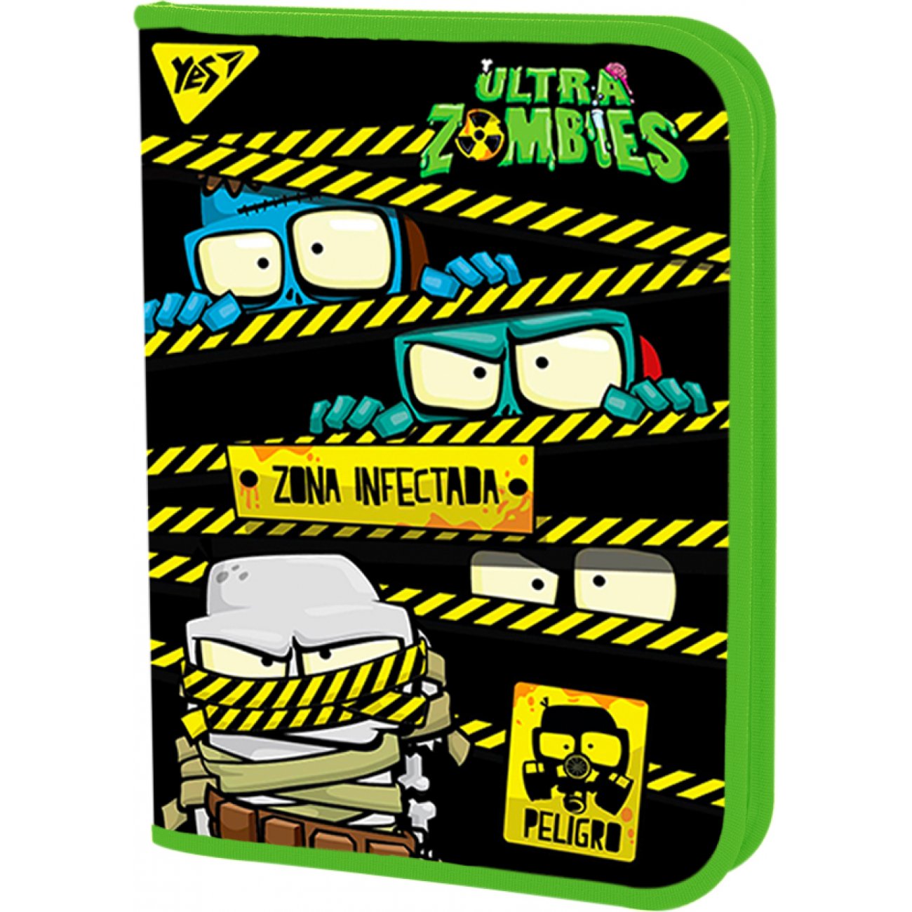 Mapa cu fermoar YES A4, Zombie, pentru caiete si carti, plastic