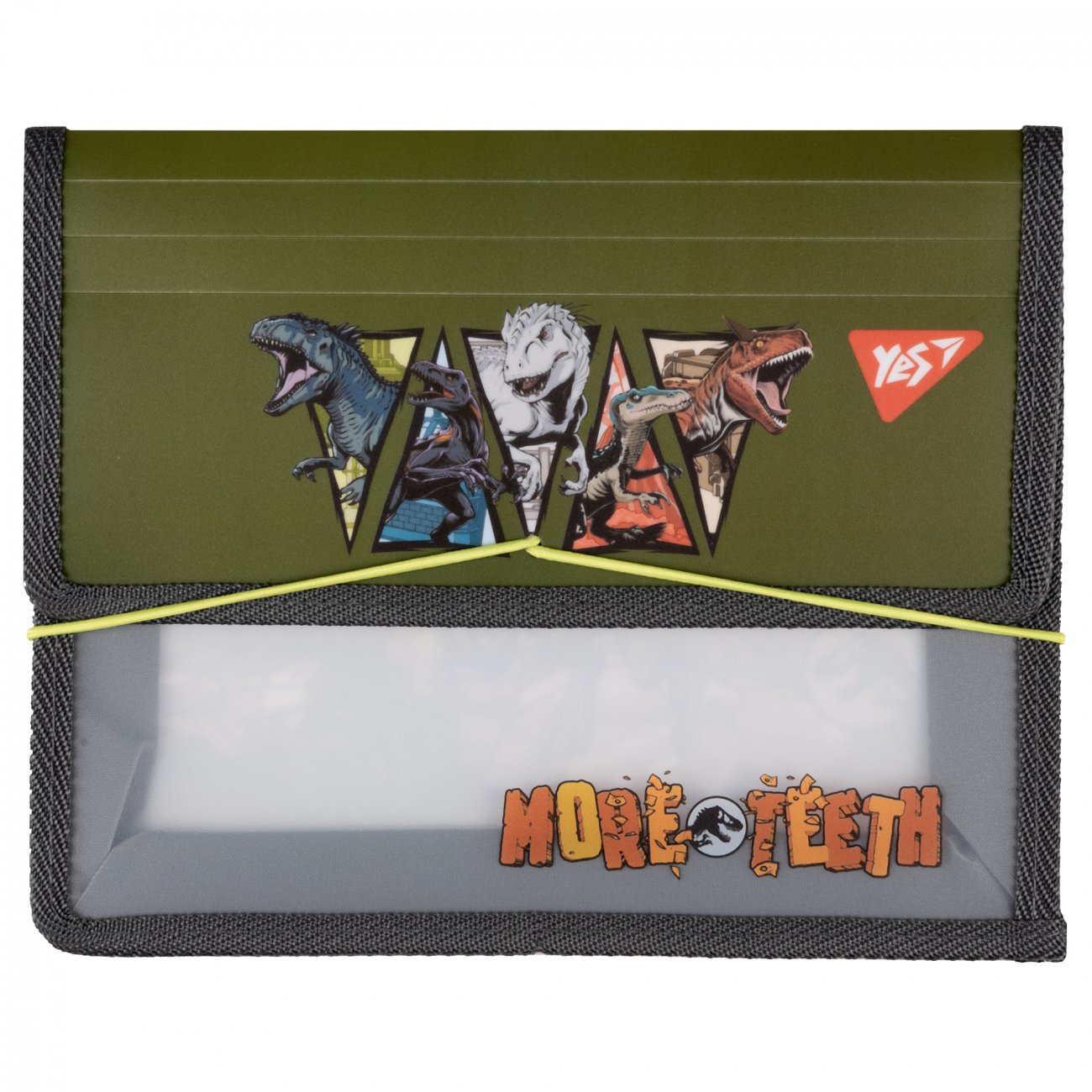 Mapa cu elastic YES B5, Jurastic World, kaki, pt caiete, plastic