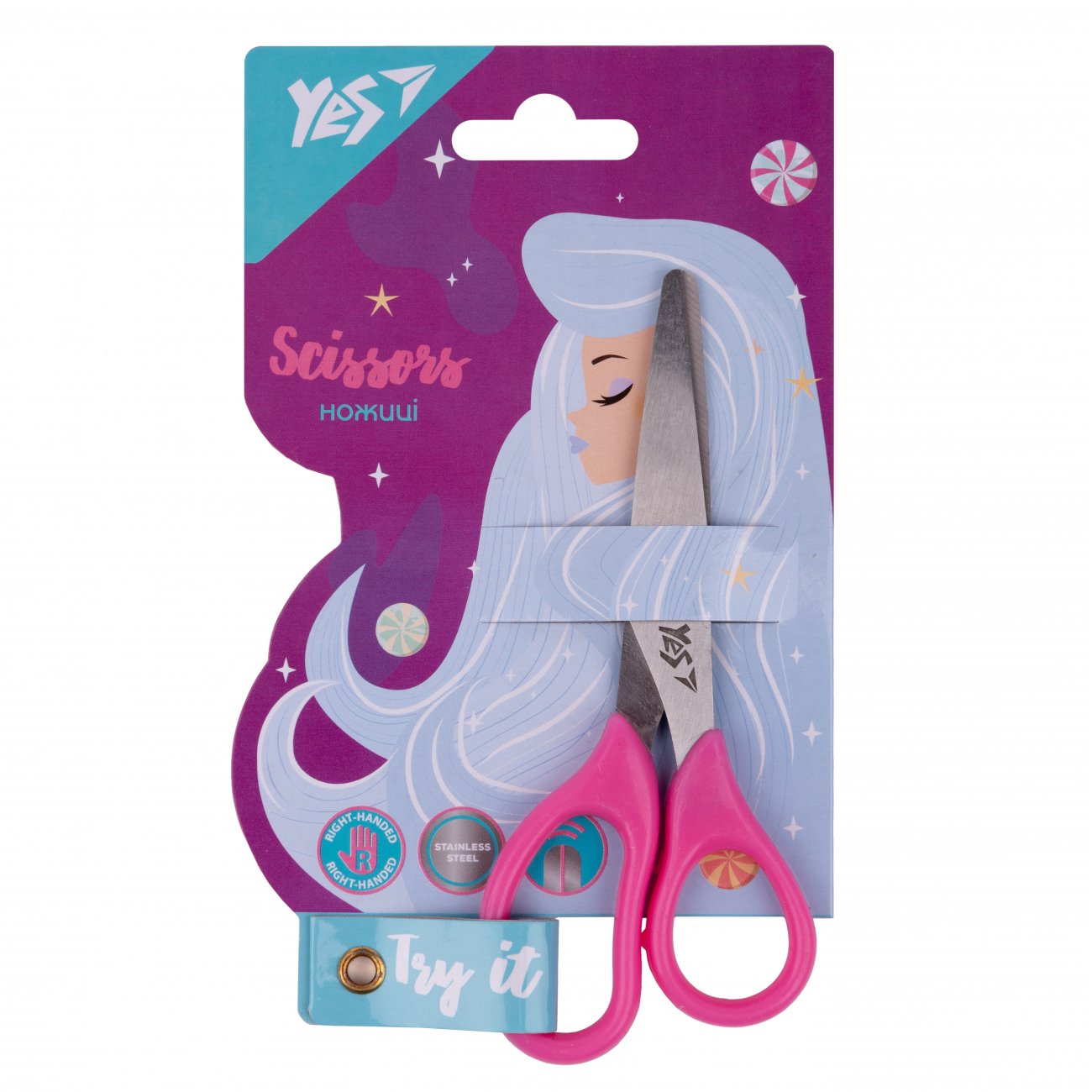 Foarfece YES 13cm „Fata din spațiu”, Blister