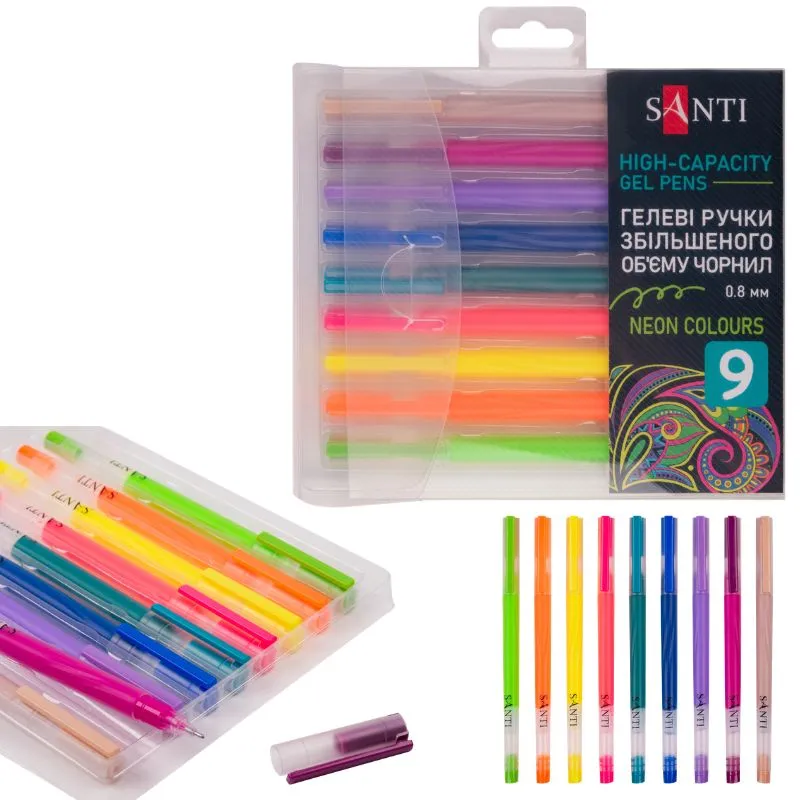 Set pixuri cu gel SANTI Neon 9 buc