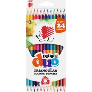 Creioane colorate "Creative Kids", ICO, DUO, Triunghiulare, 12 buc = 24 buc, blister