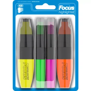 Textmarker ICO "FOCUS", 4 culori Neon, Blister