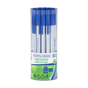 Pix cu bilă ICO Signeta Albastru Antibacterial Display (30 buc/tub)