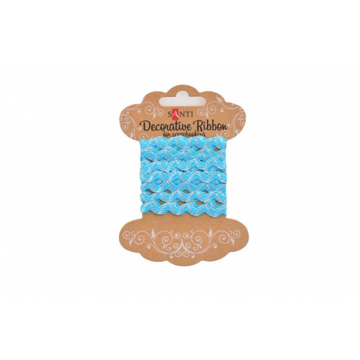 Panglică decorativă albastru cu fir argintiu, 2m