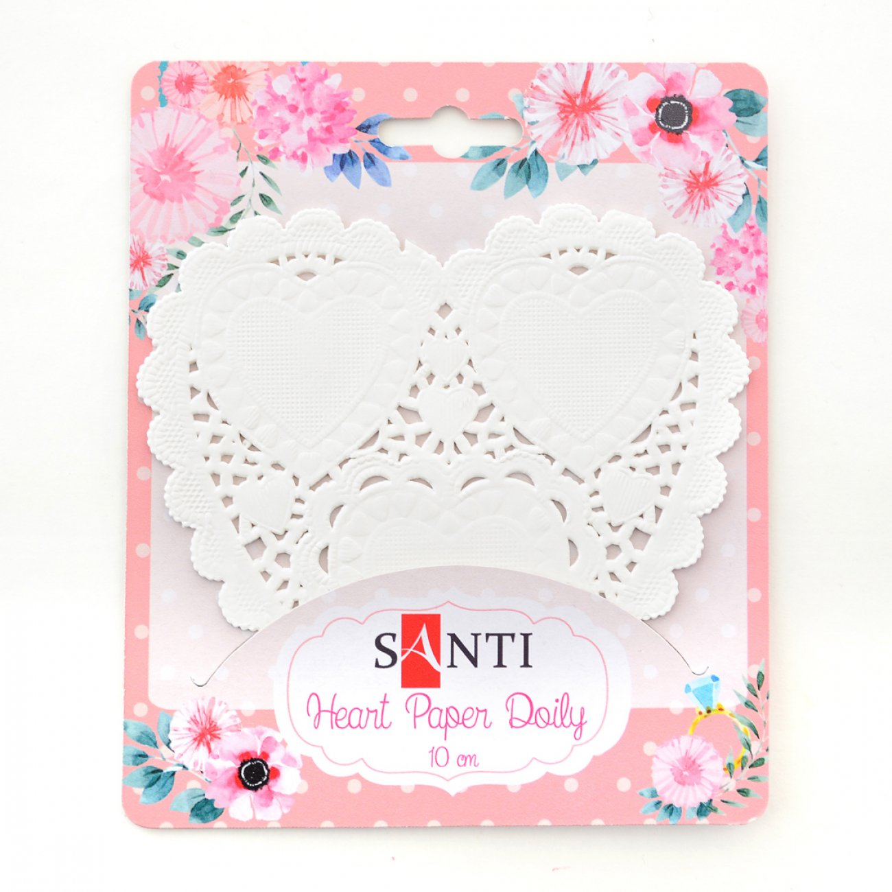 Set de servetele ajurate in forma de Inimioara, culoare alba, diametru 10 cm, 12 buc.