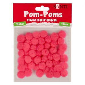 Pompoane SANTI, coral, d-15mm, 50 buc/pachet