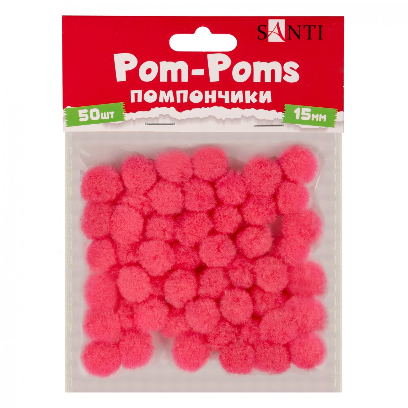 Pompoane SANTI, coral, d-15mm, 50 buc/pachet