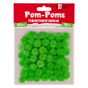 Pompoane SANTI, verde deschis, d-15mm, 50 buc/pachet