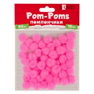 Pompoane SANTI, roz, d-15mm, 50 buc/pachet