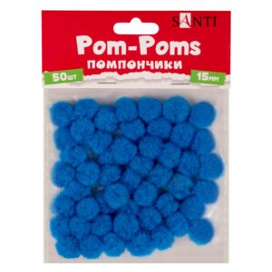 Pompoane SANTI, albastru, d-15mm, 50 buc/pachet