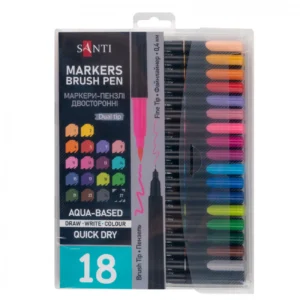 Carioci acuarela SANTI Brush Pen duble 18 culori