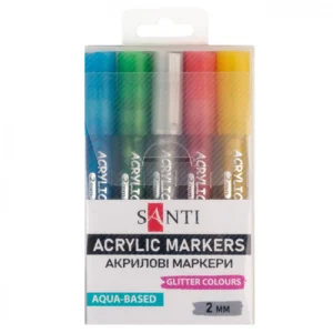 Markere acrilice SANTI Glitter 5 culori
