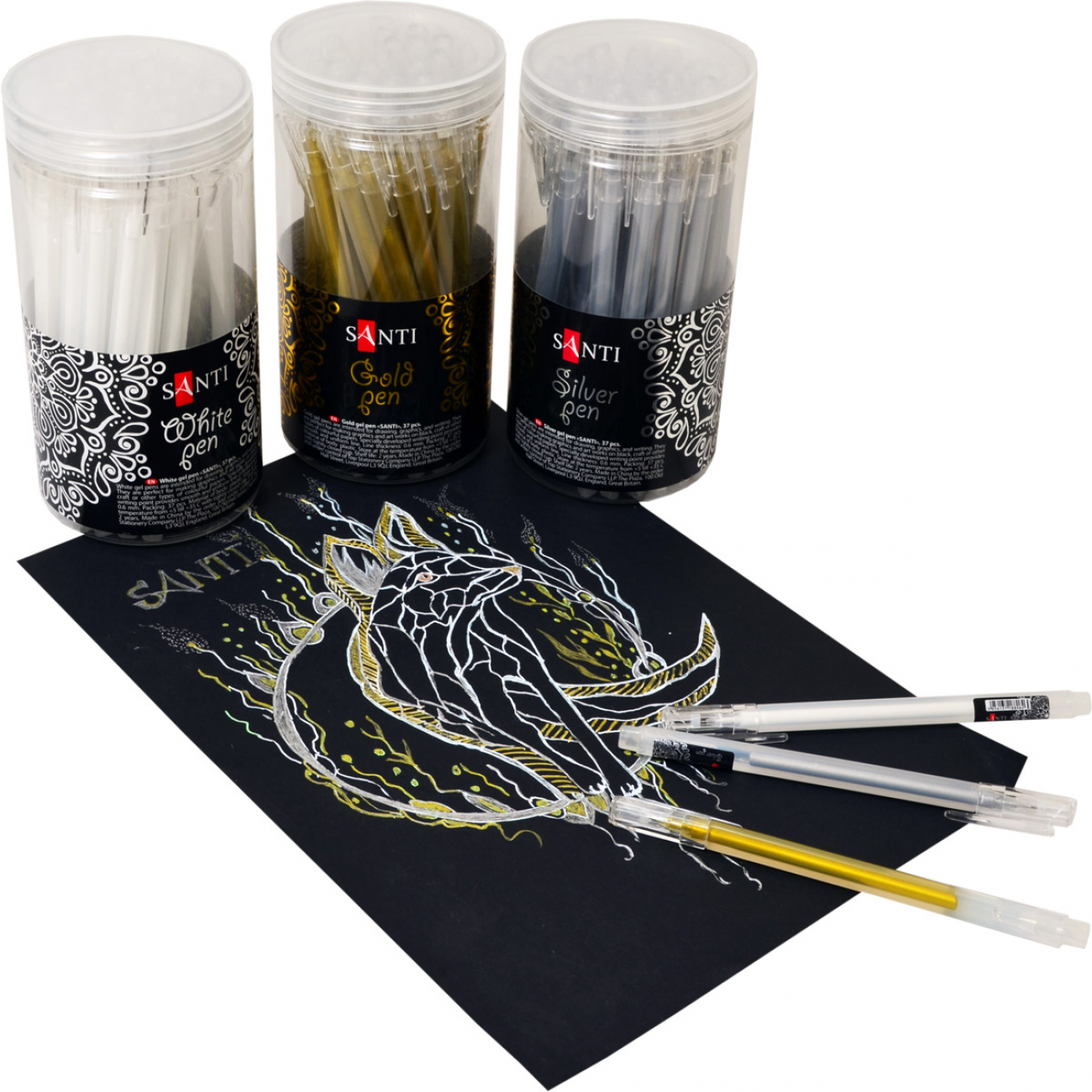 Pix cu gel SANTI Alb 0.6mm - imagine 2
