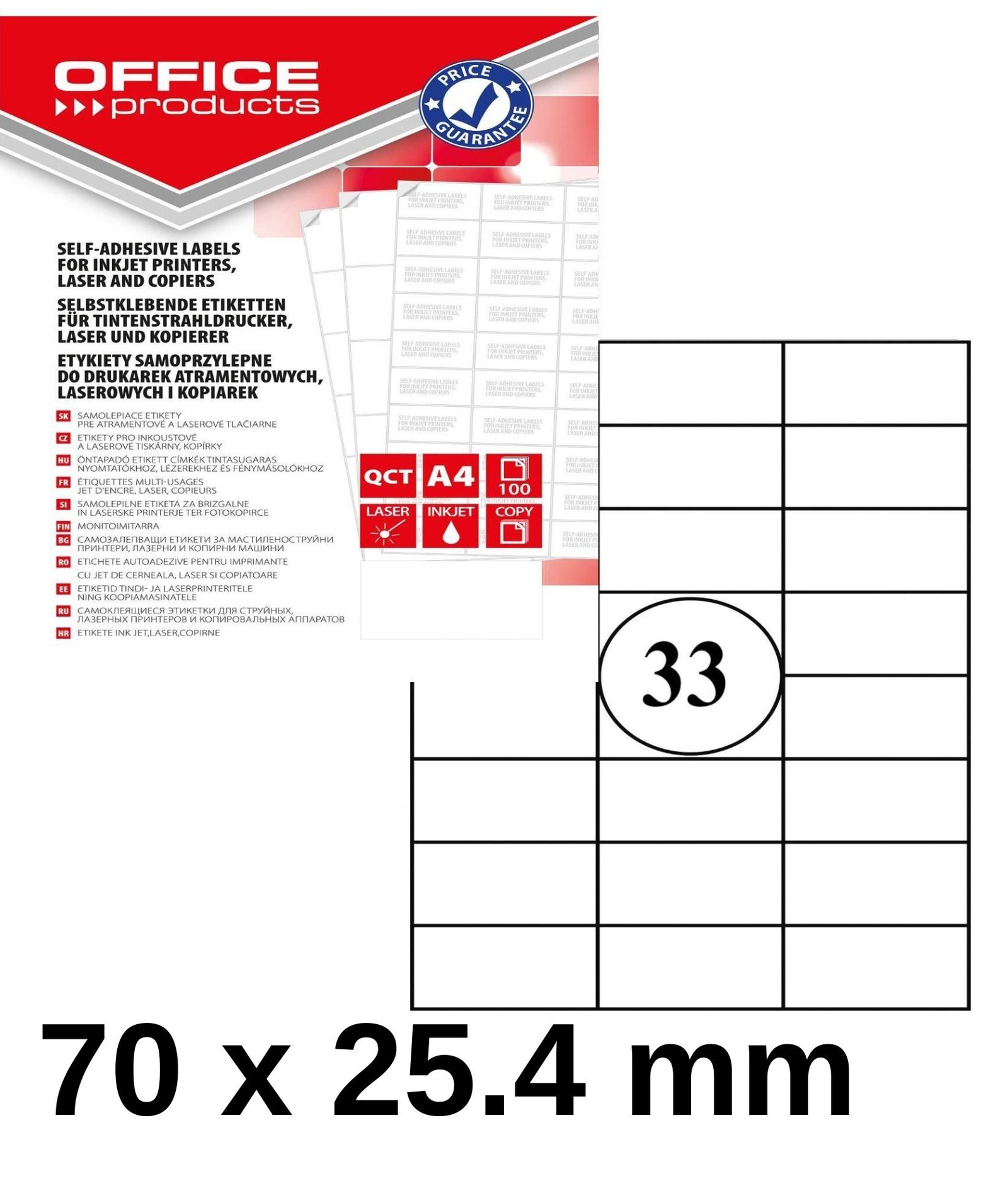 Etichete autoadezive A4/100foi 33etichete 70*25.4mm