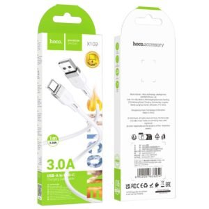 Cablu de date HOCO X109 3.0A din silicon Tip-C - Alb