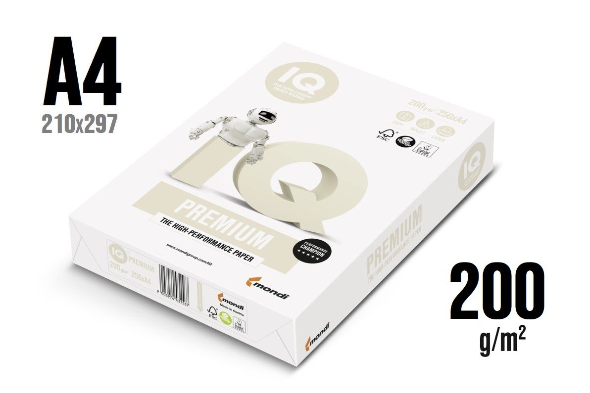 Hartie imprimanta IQPREMIUM A4 (200gr/m2) clasaA+