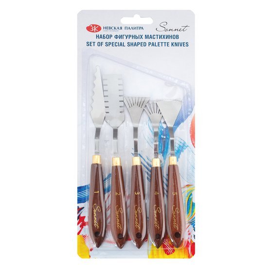 Set cutite de paleta cu figuri Sonet, metal 5 buc
