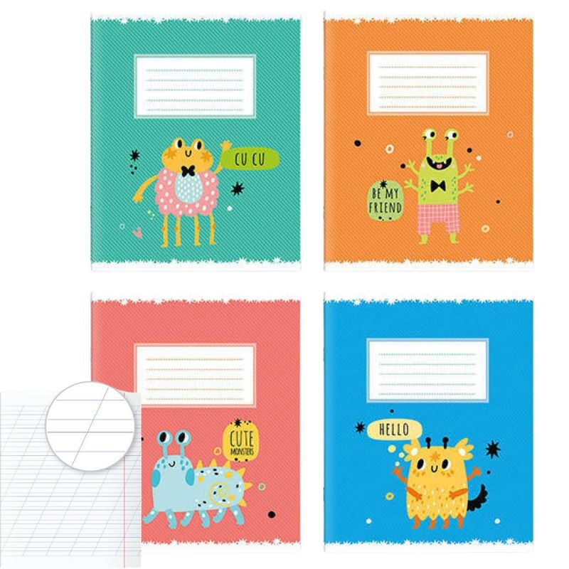 Caiete 12 foi A5 Linie oblica Cute monsters