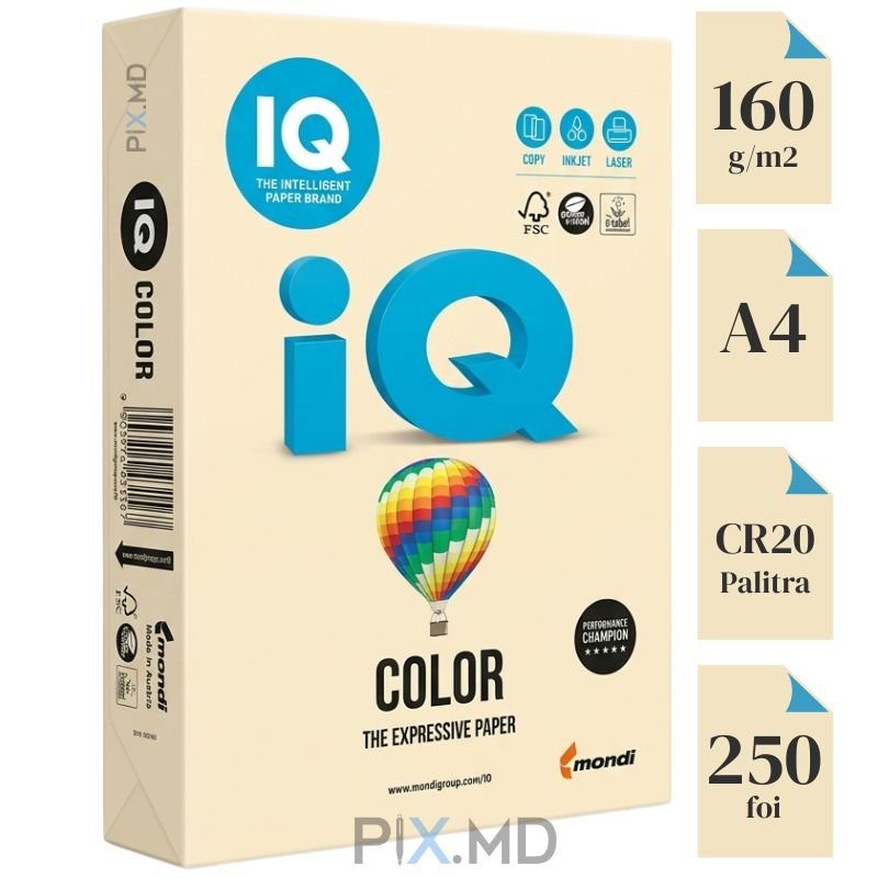 Hartie colorata IQCOLOR A4 Cream 160 gm2